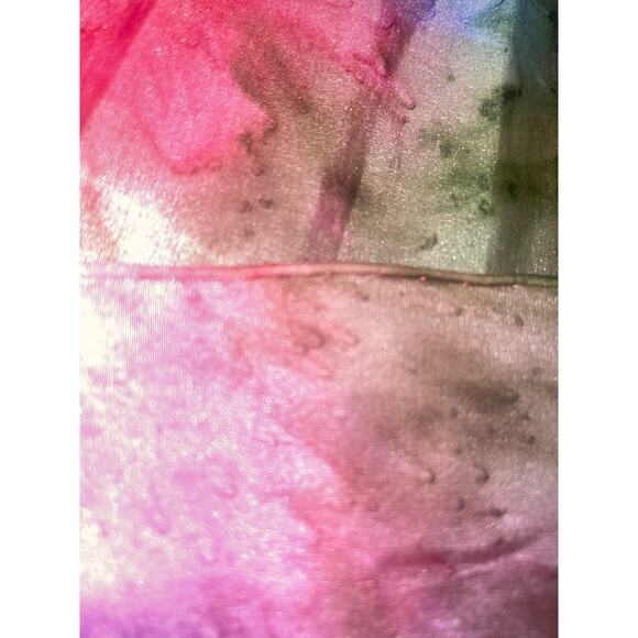 Rectangular Multi-color Silk Scarf Babushka Neck Wrap - Picture 3 of 4